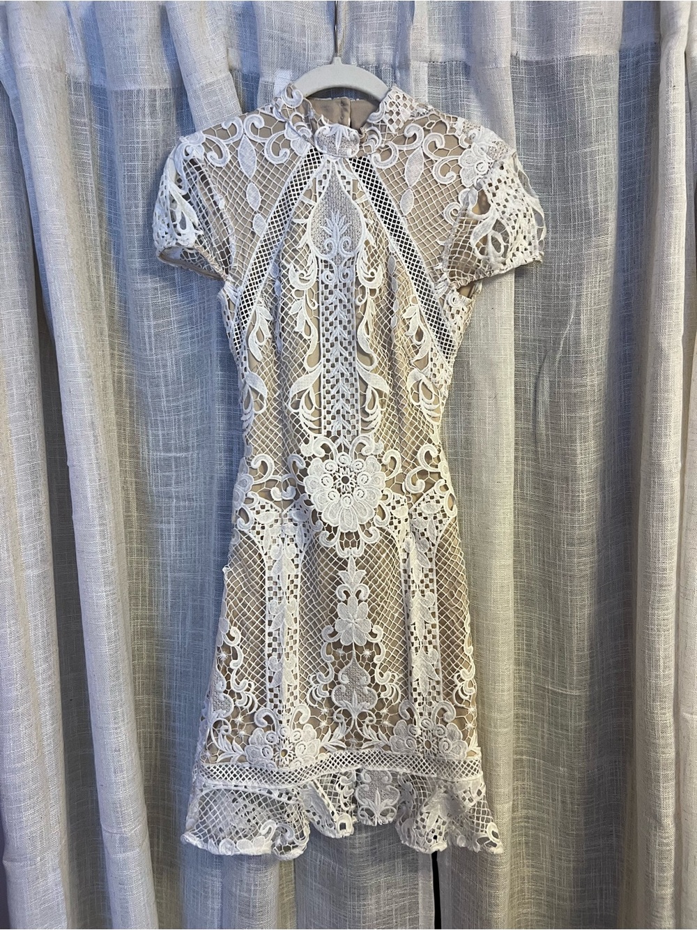 White Crochet Lace Mini Dress
